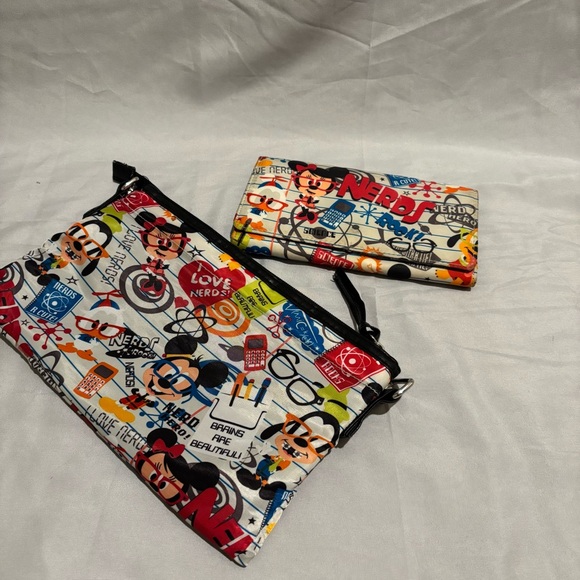 Disney Handbags - Disney Parks Authentic Nerds Rock Bag + Wallet Brains Are Beautiful Minnie Goofy